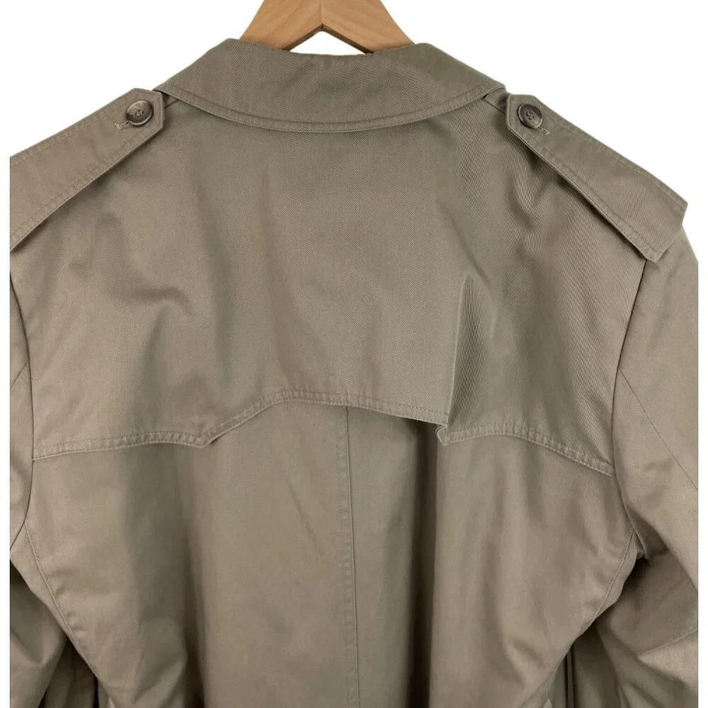 Vintage Arnie II Trench Coat Mens 44L Khaki Zip Out Lining Pockets Belted - Picture 6 of 13